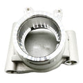 Right-side silver metal steering knuckle with circular central opening and mounting holes designed for Polaris vehicles.