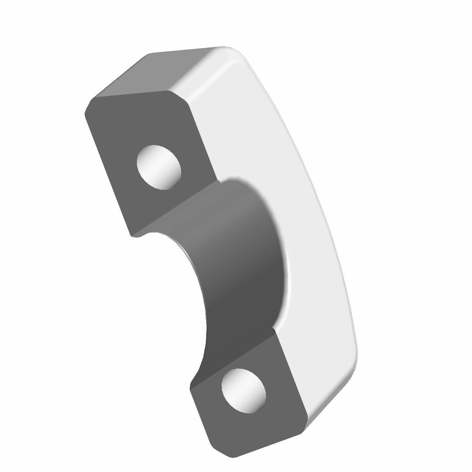 Black billet aluminum handlebar riser cap with two mounting holes for motorcycle clamp.