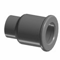 Matte black cylindrical motorcycle saddlebag spool with flanged edge and hollow center.