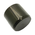 Cylindrical metal brake piston with smooth, dark gunmetal finish and flat top surface.
