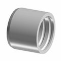 Silver cylindrical brake piston with dual circular grooves inside, made of aluminum.