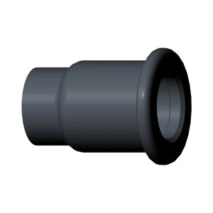 Black cylindrical spool with a flanged lip, made of durable material for motorcycle saddlebag mounting.
