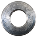 Round metallic saddlebag latch spacer with central hole, textured silver finish.