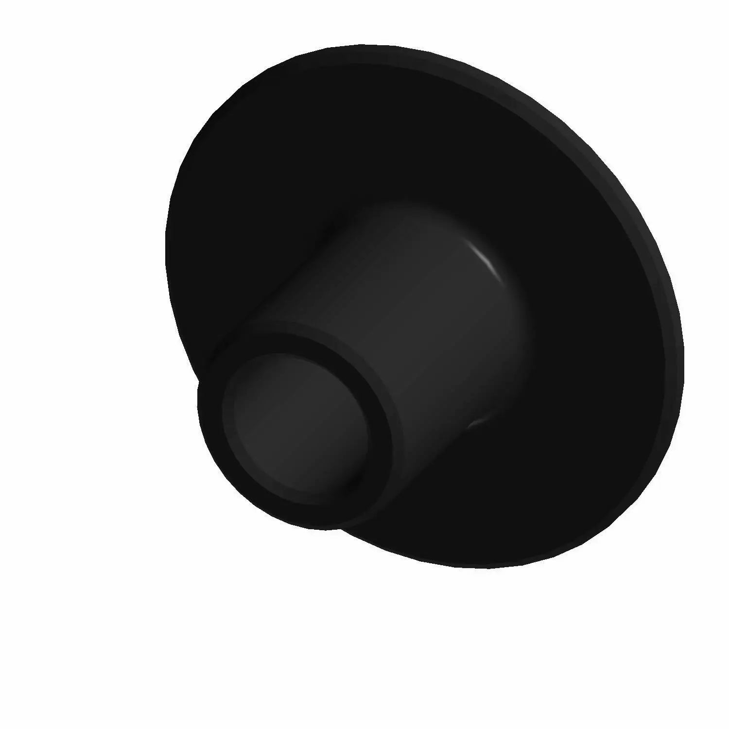 Black cylindrical tank mount with a wide, flat circular base, smooth finish.