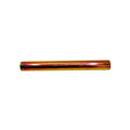 Cylindrical metal pivot shaft with smooth golden-bronze finish and hollow center.