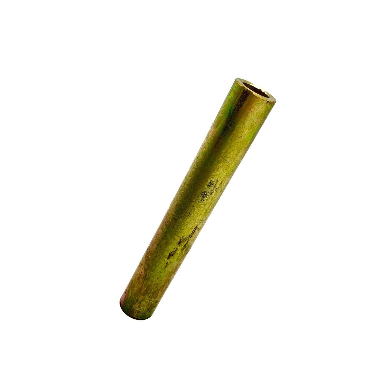 Metallic cylindrical pivot shaft with a slightly worn, gold-toned finish.