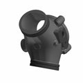 Matte black intake manifold with angled tubular design and mounting points for motorcycle engine.