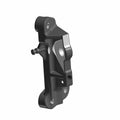 Gloss black metal motorcycle kickstand mount with mounting holes and angular design.