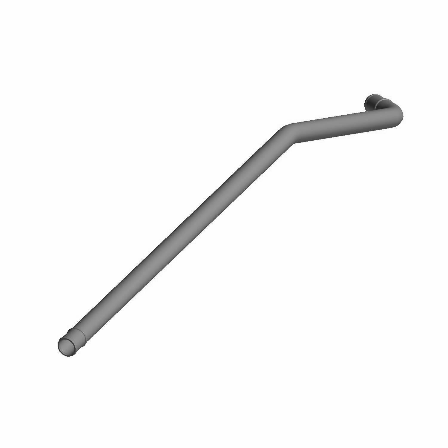Gray plastic coolant tube with a 1-inch diameter and angled design.