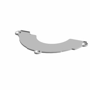 The Shield-Balance Shaft by Polaris is a flat, curved metallic plate with three screw holes and beveled edges, shown against a white background. This genuine OEM part is designed for Indian motorcycle mechanical or industrial use.