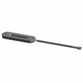 Black metal fairlead hawse with elongated oval mounting base and tapered cylindrical attachment arm.
