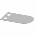 A flat, gray, rounded rectangular Reed Valve Plate by Polaris, featuring two circular holes near one end, shown angled on a white background—an essential OEM part for your Indian motorcycle.