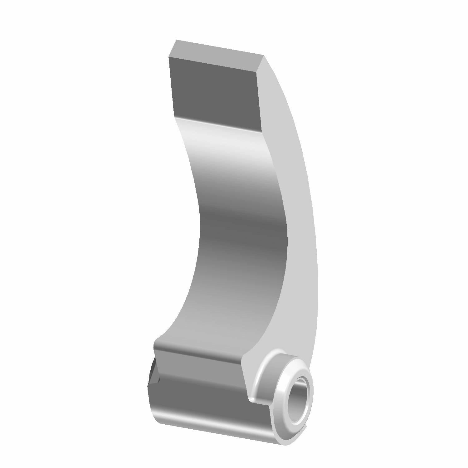 Curved silver metal shift weight with cylindrical end and smooth surface.