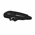 Right-side black passenger floorboard with chrome accents and integrated mounting bracket.