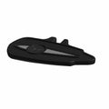 Black left-side passenger floorboard with textured grip pad and contoured edges for Indian motorcycle.