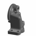 Gray machined metal oil filter adapter with mounting holes and cylindrical port opening.