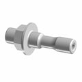 Metal crankshaft centerfeed spud with hexagonal base and cylindrical shaft in silver finish.