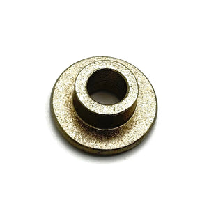 Round metal bushing-rotor semi-float with central hollow cylinder and flat base plate in bronze tone.