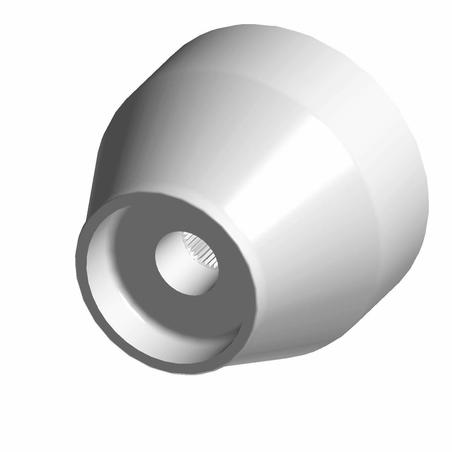 Smooth, matte gray steering wheel hub adaptor with a central splined hole and conical shape.