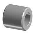 Silver cylindrical metal spacer with hollow center, smooth finish, compact design.