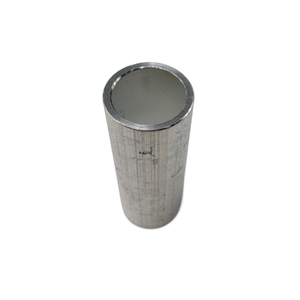 Silver cylindrical metal tube with a smooth, reflective surface and hollow center.