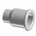 Silver stainless steel cylindrical spool with a flange on one end, hollow center.