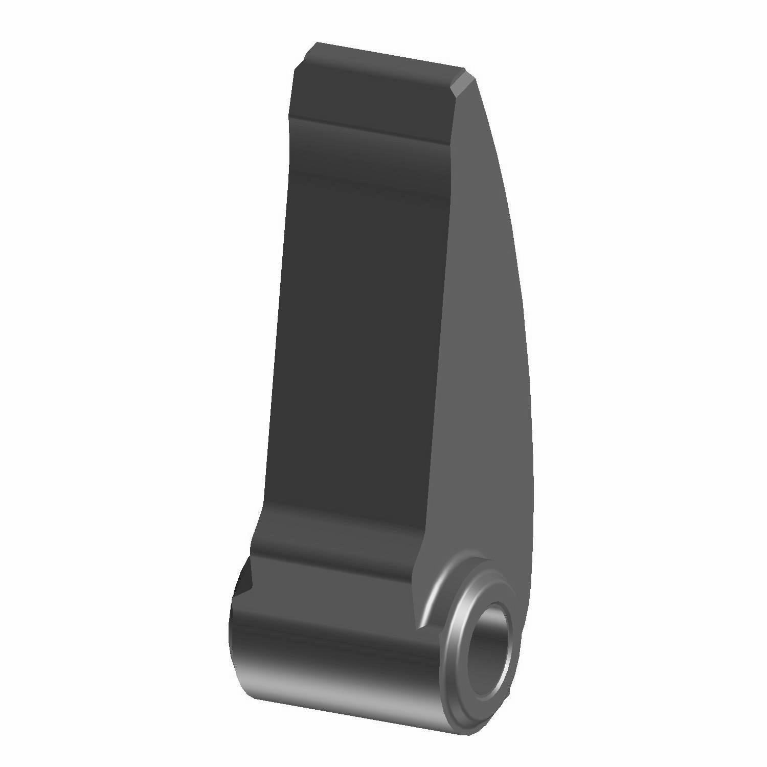 Black metal shift weight component with a cylindrical hole at the base and a tapered rectangular shape.