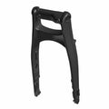 Matte black machined aluminum swingarm for Indian motorcycle with smooth edges and mounting points.