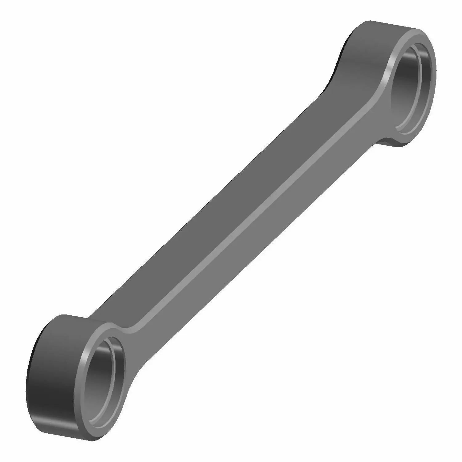 Gray metal pushrod with cylindrical ends and a rectangular shaft designed for engine use.