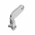 Matte black metal windshield link with curved design and circular mounting points.