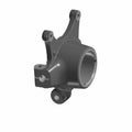 Black metal Polaris left steering knuckle with mounting holes and circular hub opening.