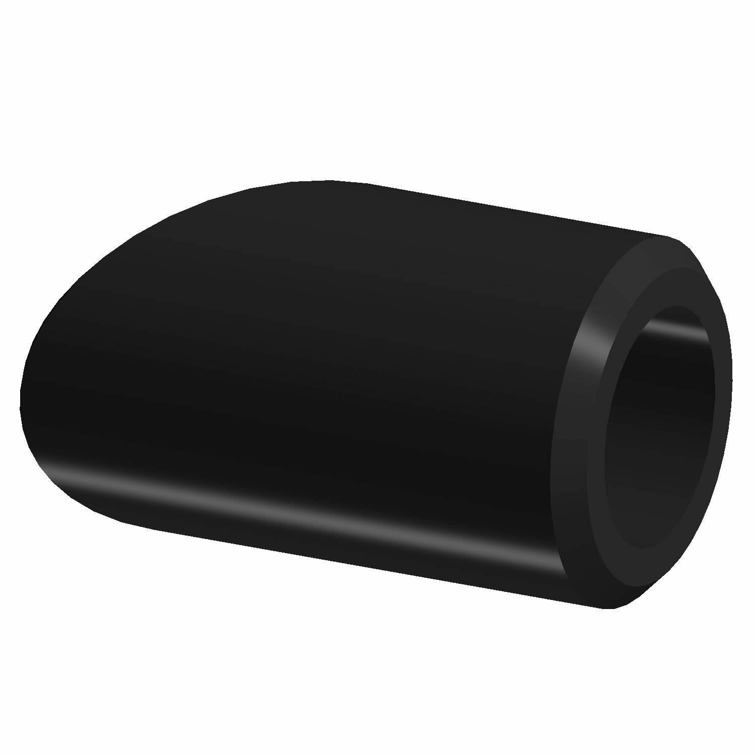A 3D rendering of the black Handlebar End Cap Spacer by Polaris, featuring a cylindrical, rounded design with a hollow center—an OEM-style accessory for your Indian motorcycle.