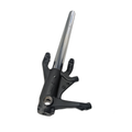 The Fork Tube, Inner Right (Replaced by 5142959-463) by Polaris is shown isolated on a white background—featuring a shiny metal tube and black cast section, ideal for Indian motorcycle or OEM Polaris parts replacement.
