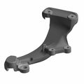 Black metal right-hand foot peg mount with curved design and multiple bolt holes.
