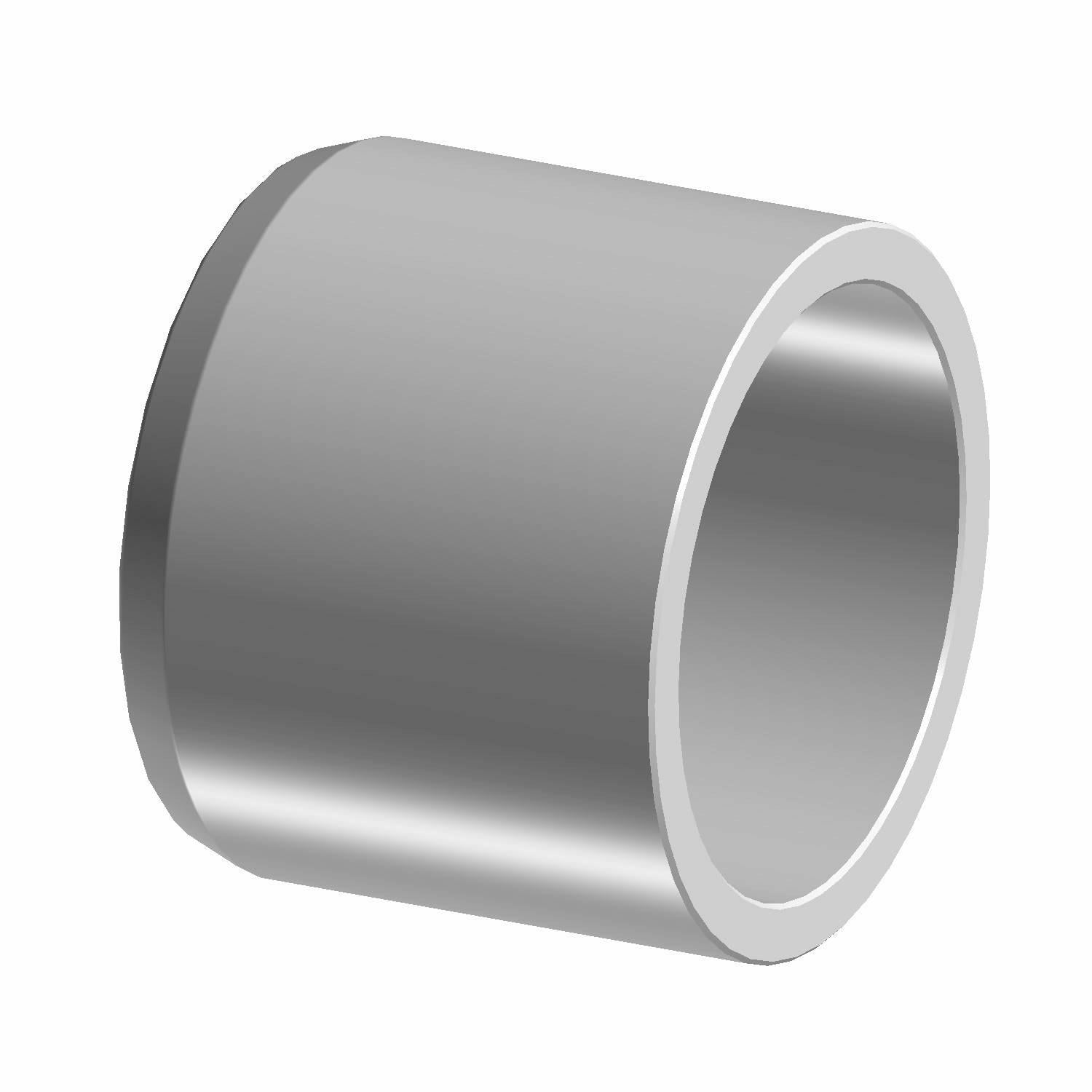 Smooth cylindrical metal brake caliper piston with hollow center and silver finish.
