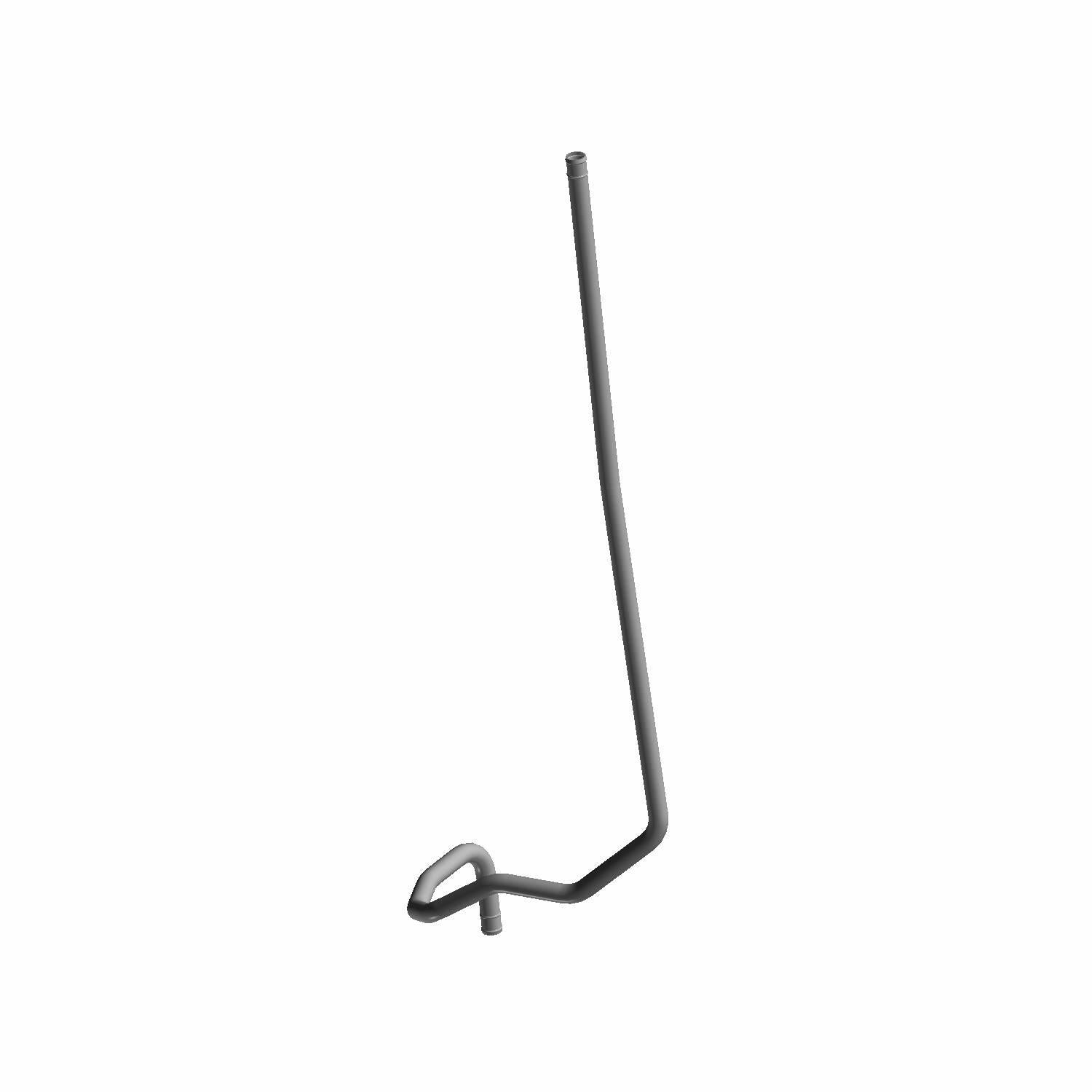 Black metal rear coolant tube with angled bends and a looped end for Polaris UTVs.