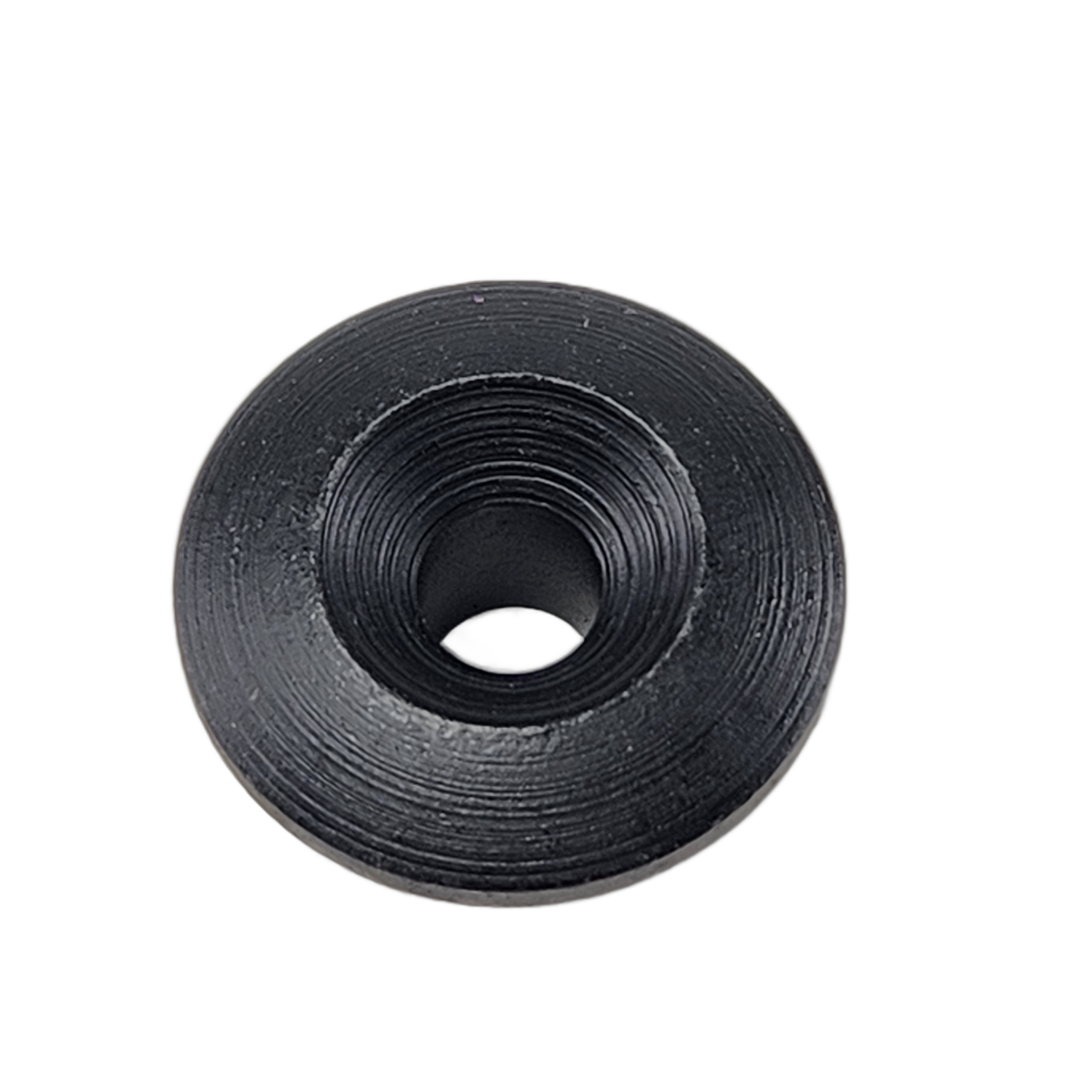 A black, round, threaded metal Cap-Windscreen Rie by Polaris with a central hole, commonly used as an OEM part for Indian Polaris motorcycles, photographed on a white background.