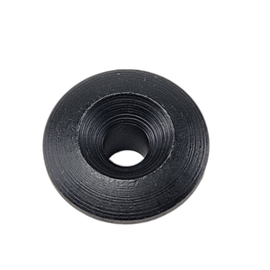 A black, round, threaded metal Cap-Windscreen Rie by Polaris with a central hole, commonly used as an OEM part for Indian Polaris motorcycles, photographed on a white background.