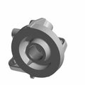3D-rendered image of the Adapter-Filter Machined by Polaris, an OEM Indian part with a central circular opening, surrounding ring, and three mounting holes, used for connecting components in Indian motorcycle assemblies.