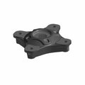 Black metal hub with four rounded mounting arms and central splined hole for wheel attachment.