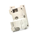 Silver metal Transjoint bracket with machined edges and multiple bolt holes.