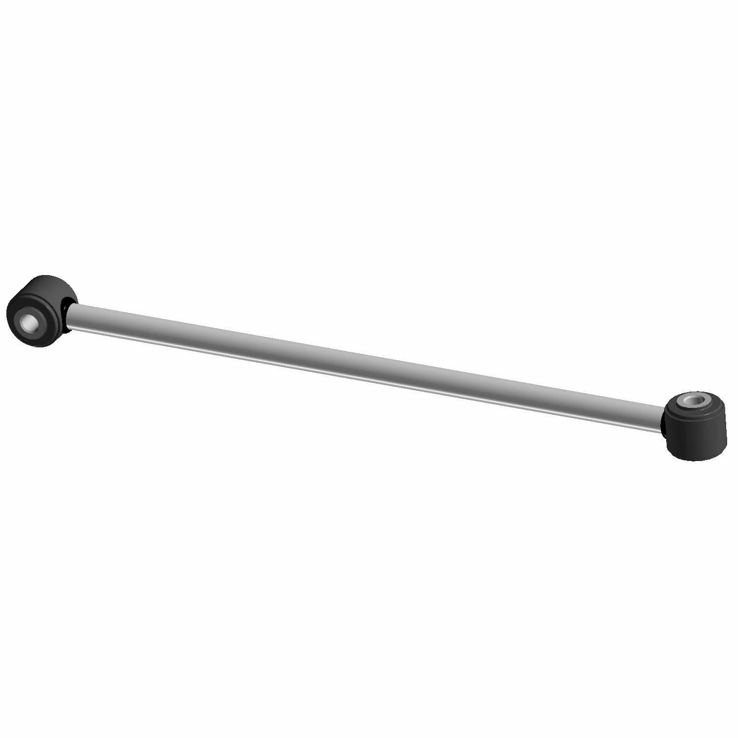 Metal stabilizer bar linkage rod with black rubber bushings on both ends for Polaris UTVs.