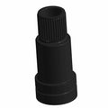 Black cylindrical sheave stat with grooved upper section and smooth lower base.