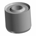 Silver cylindrical metal brake piston with recessed groove near top edge.