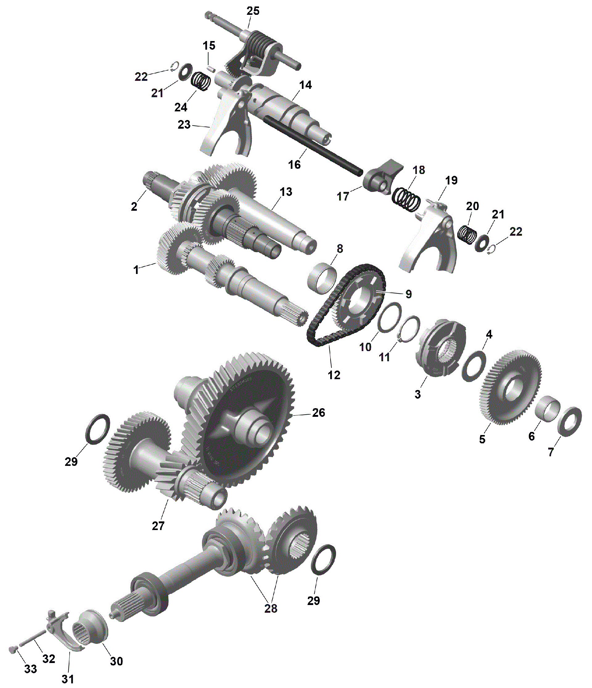 An Image of a Genuine Can-Am Parts Schematic Diagram showing the schematic - ROTAX - GEARBOX 2