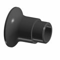 Black cylindrical misalignment spacer with flared base and hollow center, made of smooth metal.