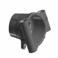 Black plastic and metal wheel bearing carrier for right side, circular housing with mounting points.