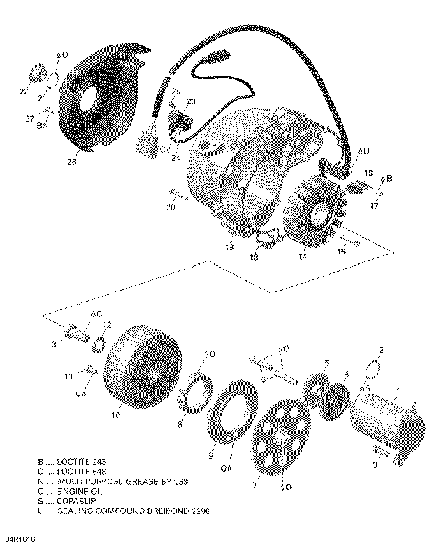 An Image of a Genuine Can-Am Parts Schematic Diagram showing the schematic - MAGNETO AND ELECTRIC STARTER - 650 EFI