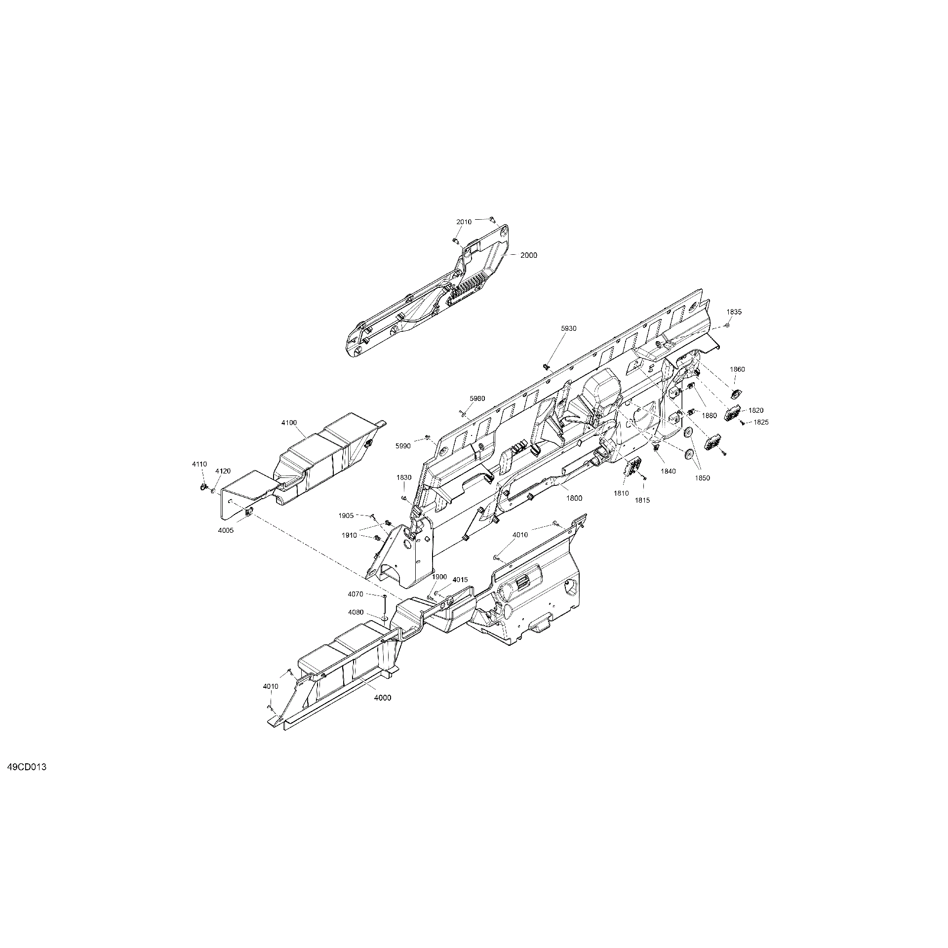 An Image of a Genuine Can-Am Parts Schematic Diagram showing the schematic - CAB INTERIOR - BACK WALL