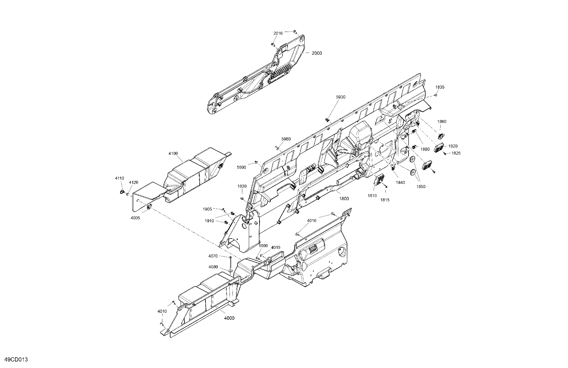 An Image of a Genuine Can-Am Parts Schematic Diagram showing the schematic - CAB INTERIOR - BACK WALL